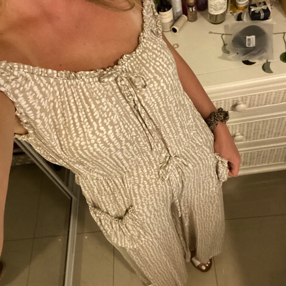 Tan and beige jumpsuit from Stitch & Feather